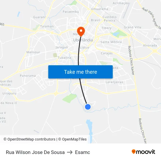 Rua Wilson Jose De Sousa to Esamc map