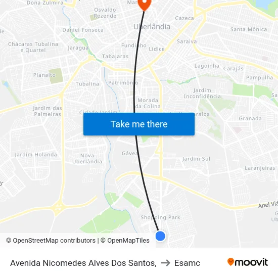 Avenida Nicomedes Alves Dos Santos, to Esamc map