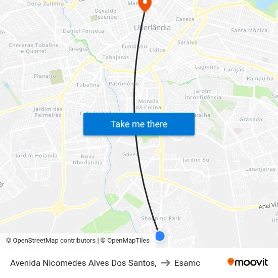 Avenida Nicomedes Alves Dos Santos, to Esamc map