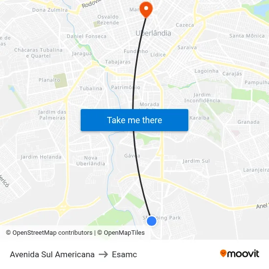 Avenida Sul Americana to Esamc map