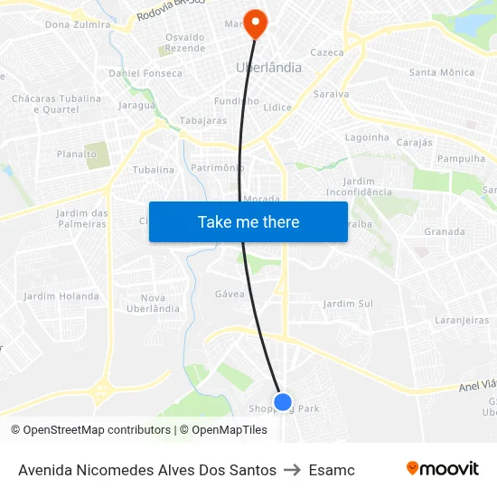 Avenida Nicomedes Alves Dos Santos to Esamc map