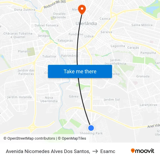 Avenida Nicomedes Alves Dos Santos, to Esamc map