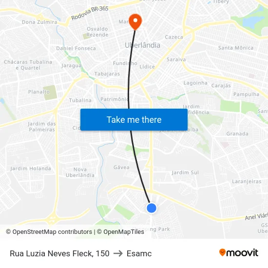 Rua Luzia Neves Fleck, 150 to Esamc map