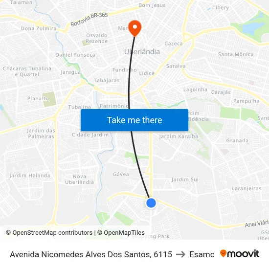 Avenida Nicomedes Alves Dos Santos, 6115 to Esamc map