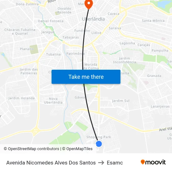 Avenida Nicomedes Alves Dos Santos to Esamc map