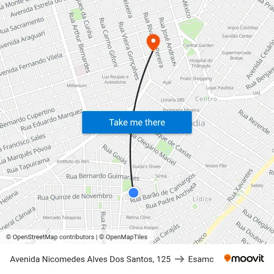 Avenida Nicomedes Alves Dos Santos, 125 to Esamc map