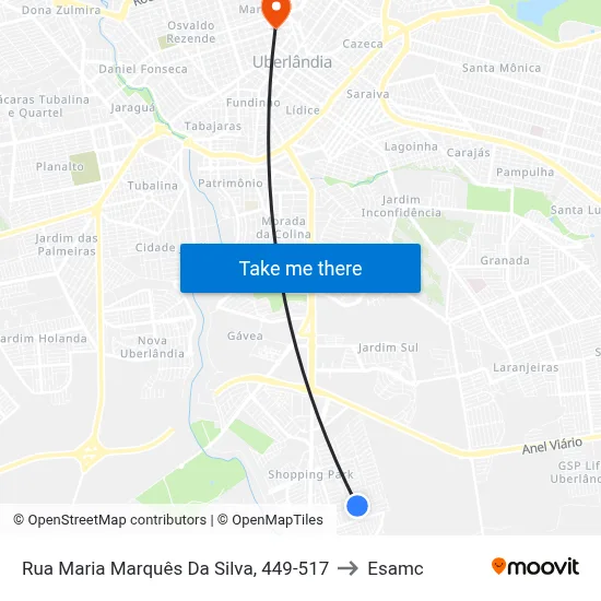 Rua Maria Marquês Da Silva, 449-517 to Esamc map