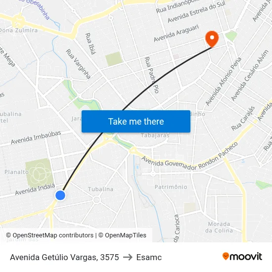 Avenida Getúlio Vargas, 3575 to Esamc map