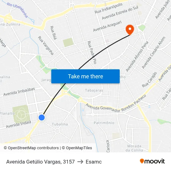Avenida Getúlio Vargas, 3157 to Esamc map