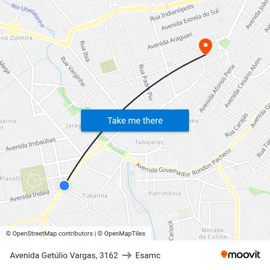 Avenida Getúlio Vargas, 3162 to Esamc map
