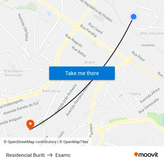 Residencial Buriti to Esamc map