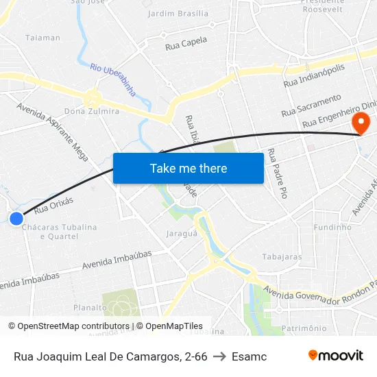 Rua Joaquim Leal De Camargos, 2-66 to Esamc map