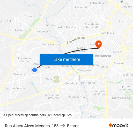 Rua Alceu Alves Mendes, 158 to Esamc map