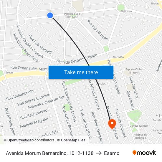 Avenida Morum Bernardino, 1012-1138 to Esamc map