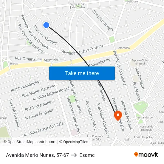 Avenida Mario Nunes, 57-67 to Esamc map
