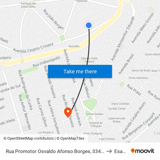 Rua Promotor Osvaldo Afonso Borges, 334-414 to Esamc map