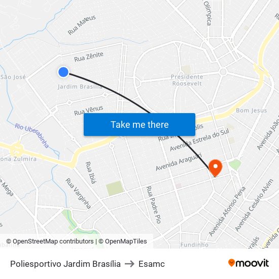 Poliesportivo Jardim Brasília to Esamc map