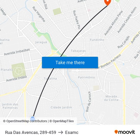 Rua Das Avencas, 289-459 to Esamc map