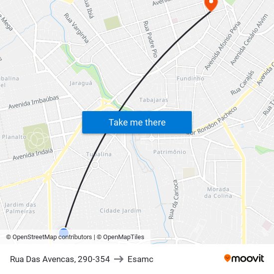 Rua Das Avencas, 290-354 to Esamc map