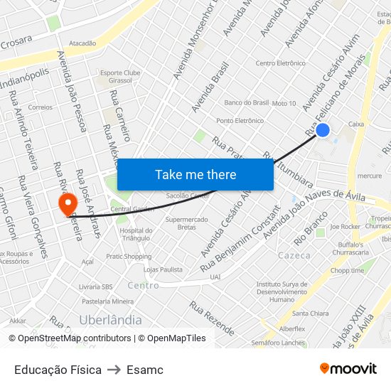 Educação Física to Esamc map