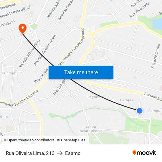 Rua Oliveira Lima, 213 to Esamc map