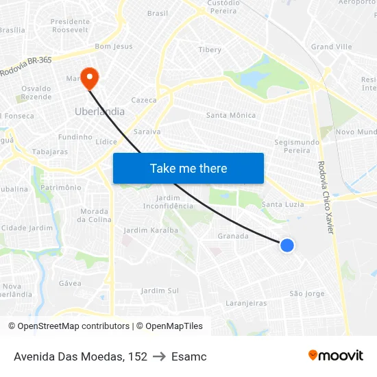 Avenida Das Moedas, 152 to Esamc map