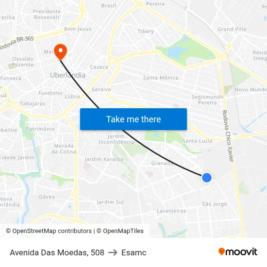 Avenida Das Moedas, 508 to Esamc map