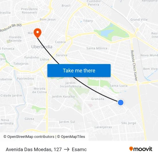 Avenida Das Moedas, 127 to Esamc map