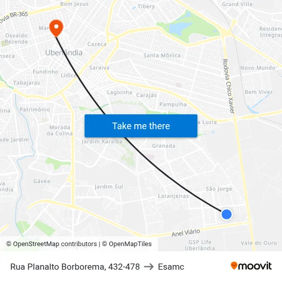 Rua Planalto Borborema, 432-478 to Esamc map