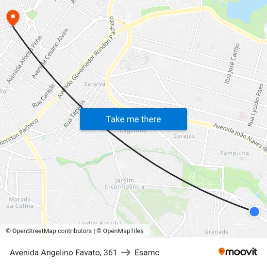 Avenida Angelino Favato, 361 to Esamc map