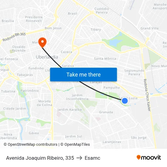 Avenida Joaquim Ribeiro, 335 to Esamc map