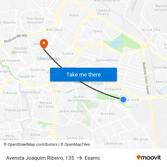 Avenida Joaquim Ribeiro, 135 to Esamc map