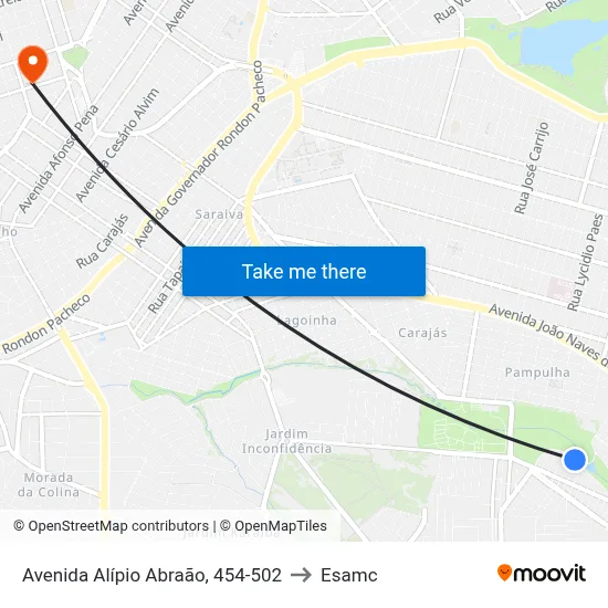 Avenida Alípio Abraão, 454-502 to Esamc map