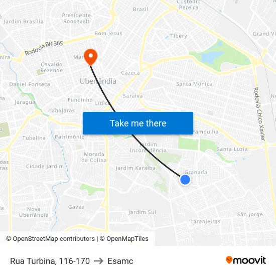Rua Turbina, 116-170 to Esamc map