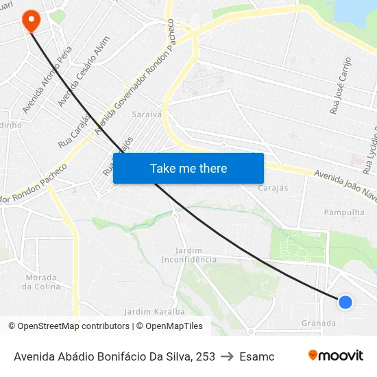 Avenida Abádio Bonifácio Da Silva, 253 to Esamc map