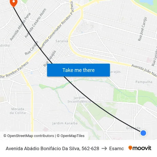 Avenida Abádio Bonifácio Da Silva, 562-628 to Esamc map
