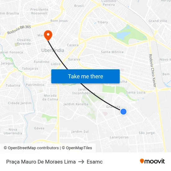 Praça Mauro De Moraes Lima to Esamc map
