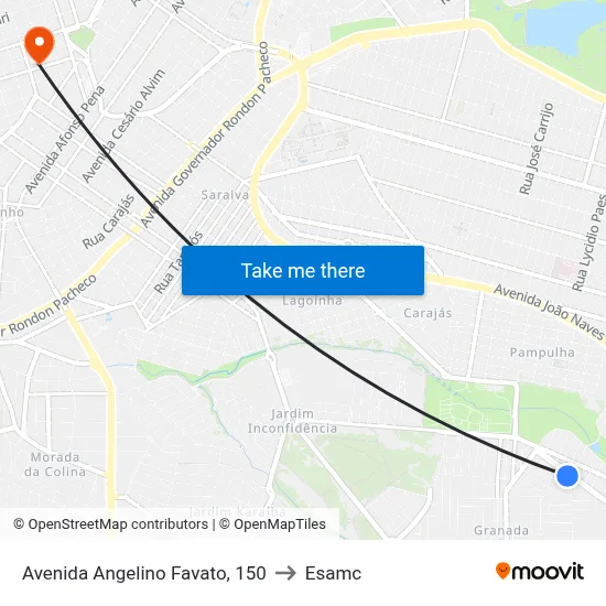 Avenida Angelino Favato, 150 to Esamc map