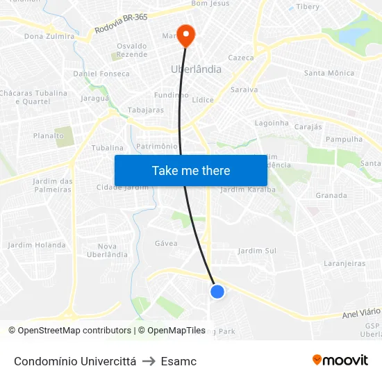 Condomínio Univercittá to Esamc map