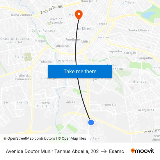 Avenida Doutor Munir Tannús Abdalla, 202 to Esamc map