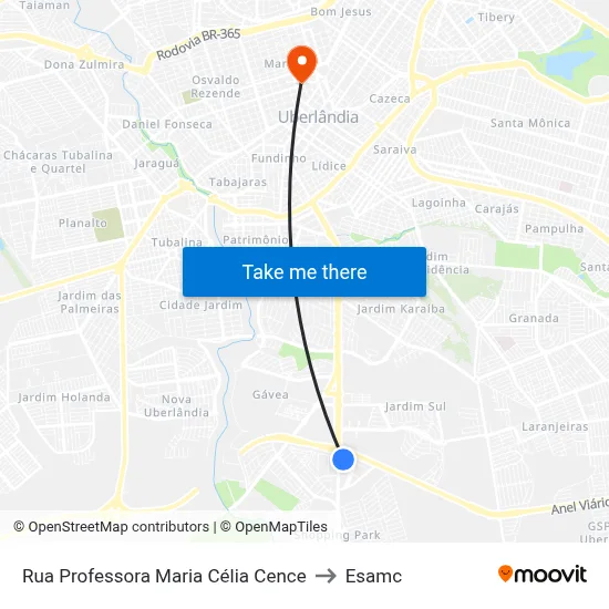 Rua Professora Maria Célia Cence to Esamc map