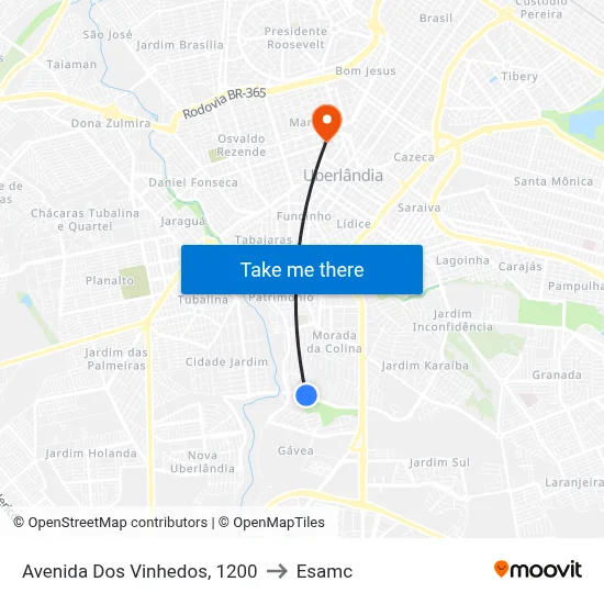 Avenida Dos Vinhedos, 1200 to Esamc map