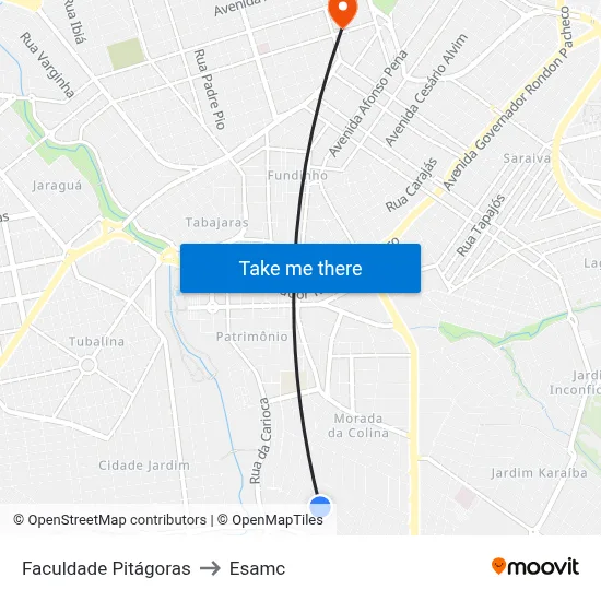 Faculdade Pitágoras to Esamc map
