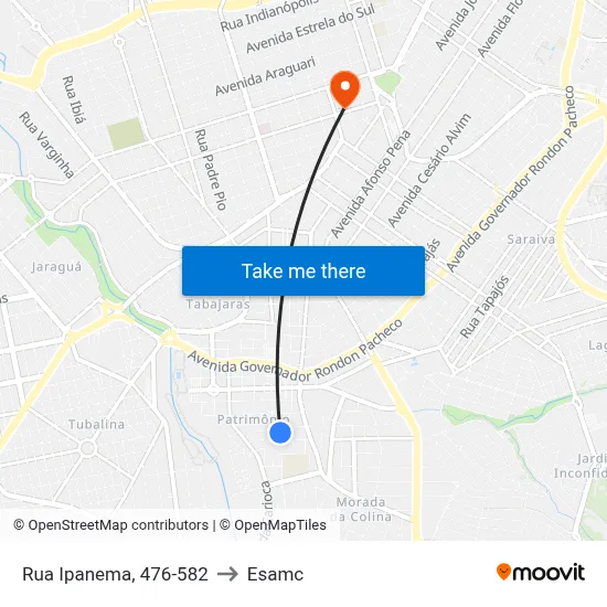 Rua Ipanema, 476-582 to Esamc map