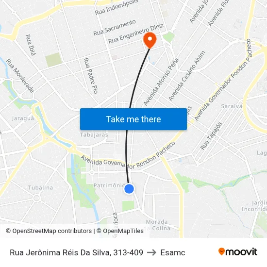 Rua Jerônima Réis Da Silva, 313-409 to Esamc map