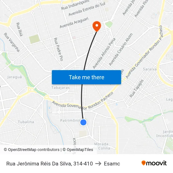 Rua Jerônima Réis Da Silva, 314-410 to Esamc map