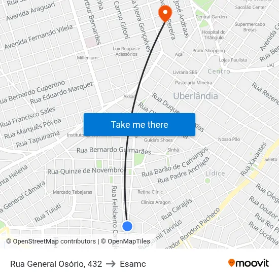 Rua General Osório, 432 to Esamc map