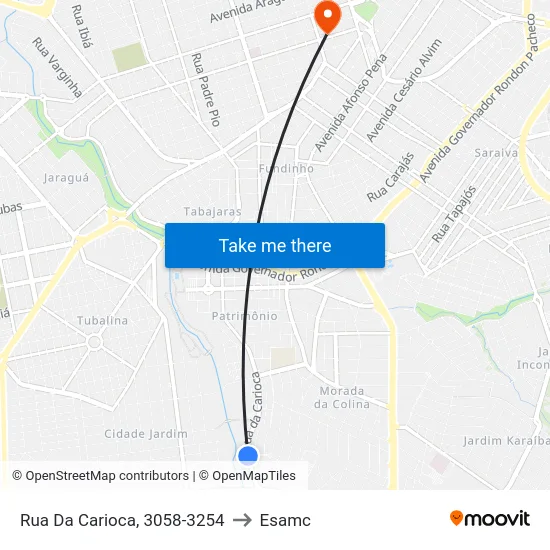 Rua Da Carioca, 3058-3254 to Esamc map