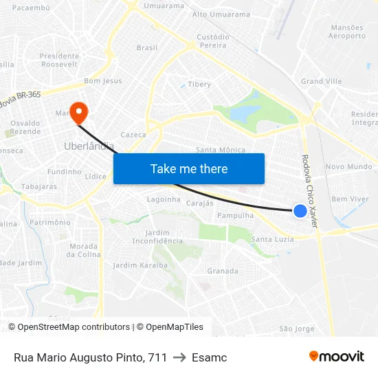 Rua Mario Augusto Pinto, 711 to Esamc map