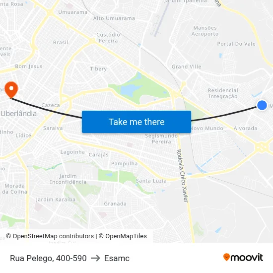 Rua Pelego, 400-590 to Esamc map